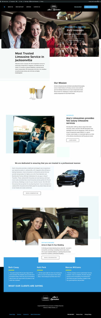 Ana's Limos Home Page Layout